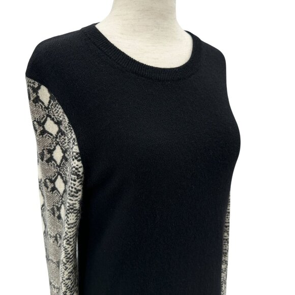 Equipment Femme Womens XS Sweater Cashmere Snake Skin Print Black Crew Neck - Picture 2 of 7